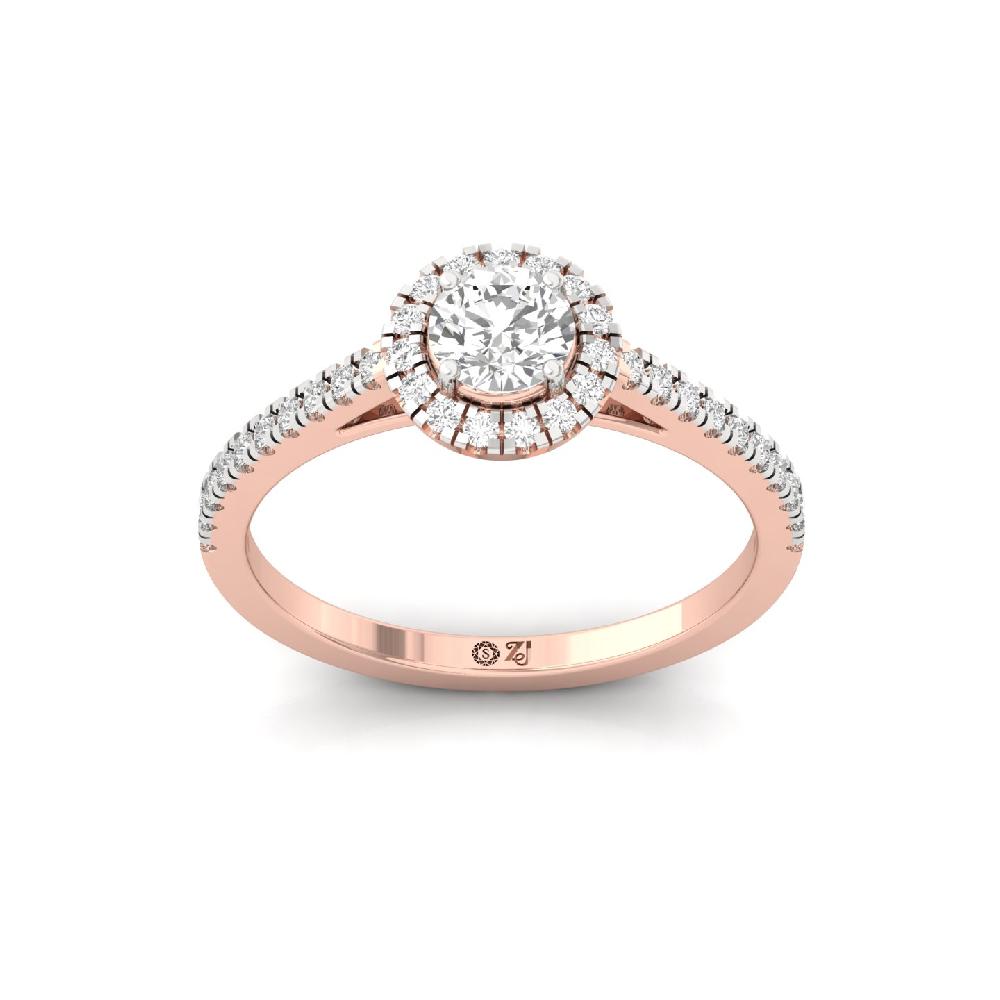 0.50ct round Cut CVD lab grown Diamond Pure halo Solitaire Ring