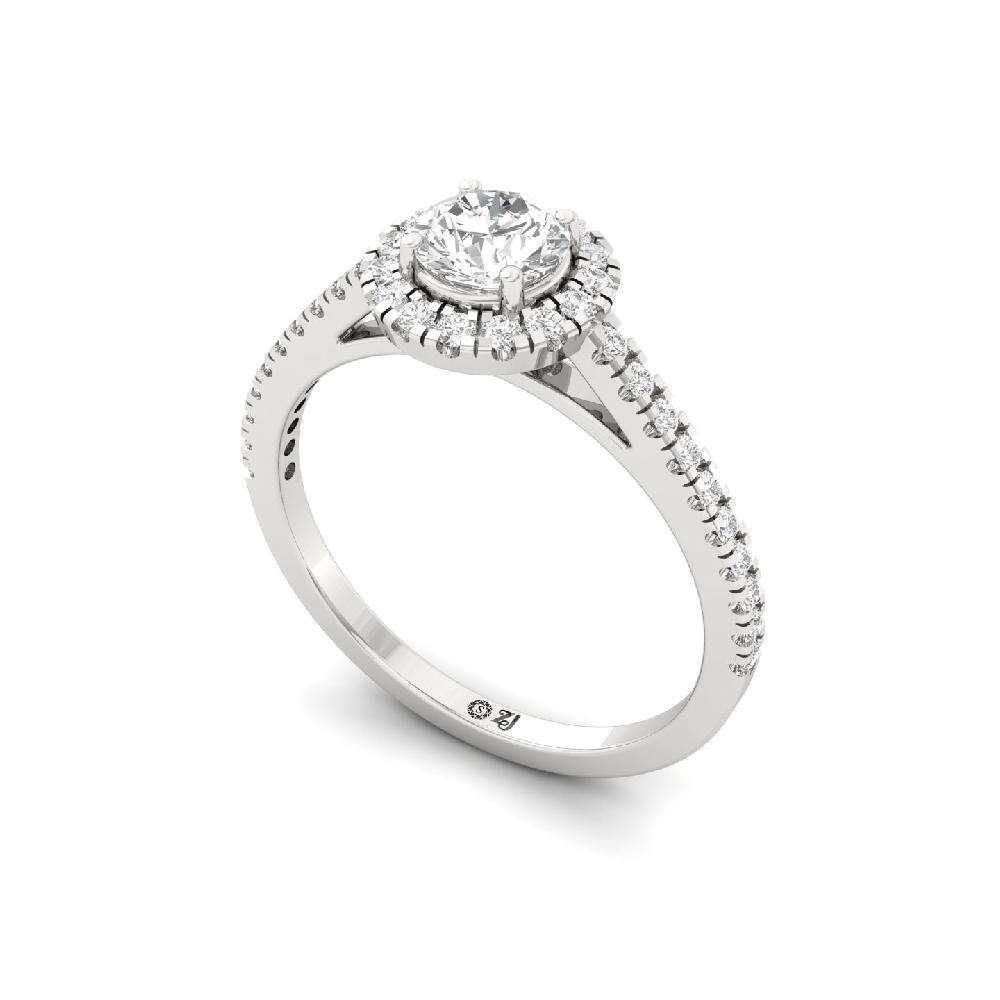 0.50ct round Cut CVD lab grown Diamond Pure halo Solitaire Ring