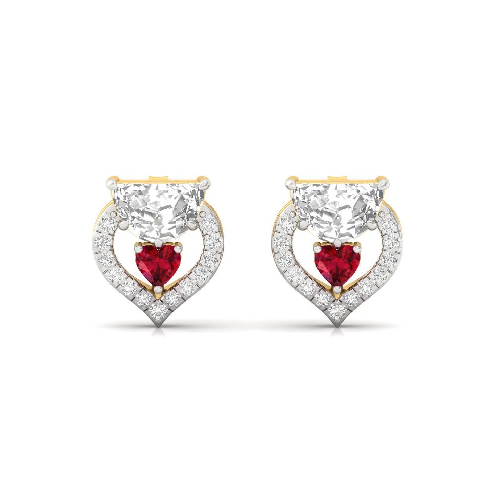 Heart & Half Moon Lab-Grown Diamond Earrings Elegant CVD Diamond Earrings for Women