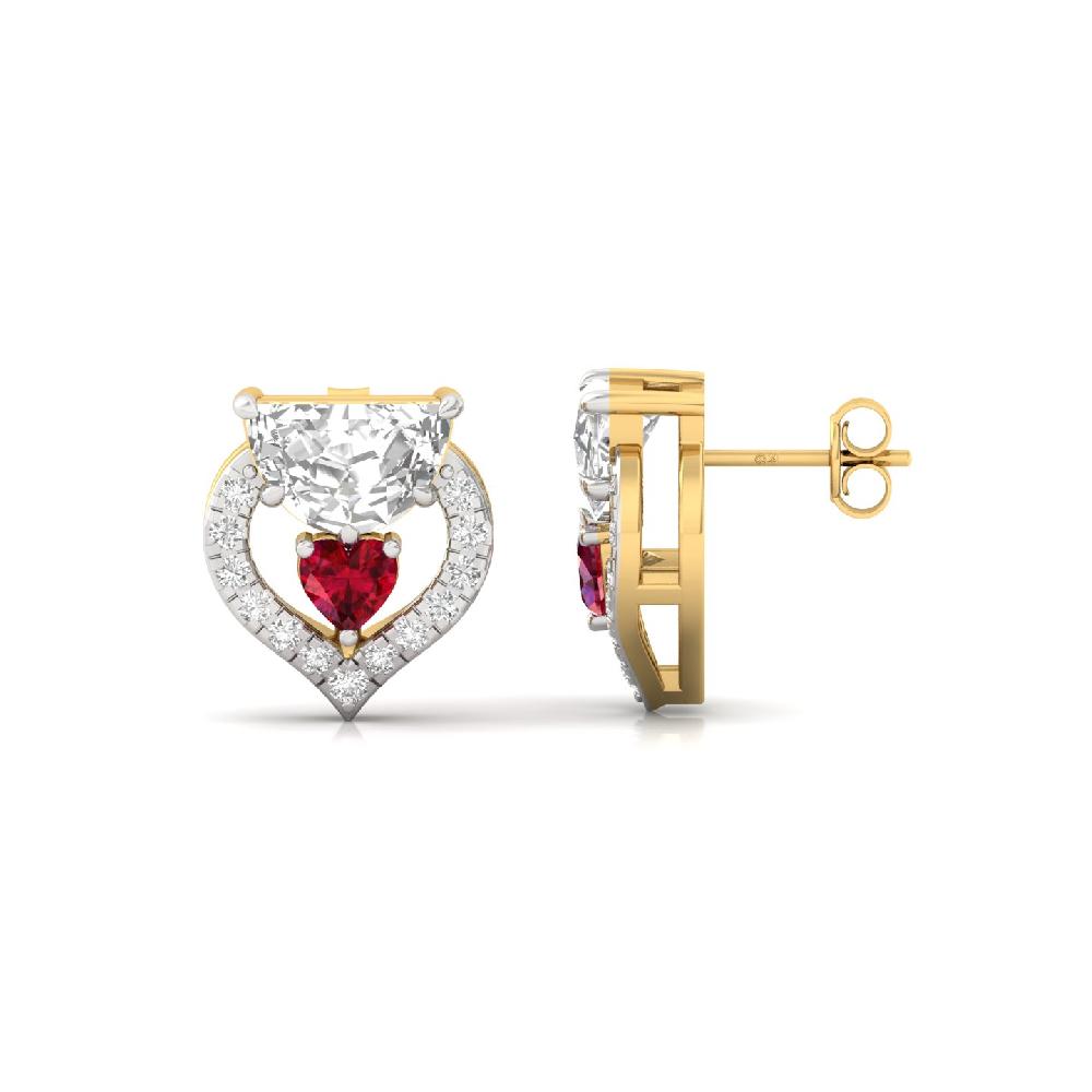 Heart & Half Moon Lab-Grown Diamond Earrings Elegant CVD Diamond Earrings for Women