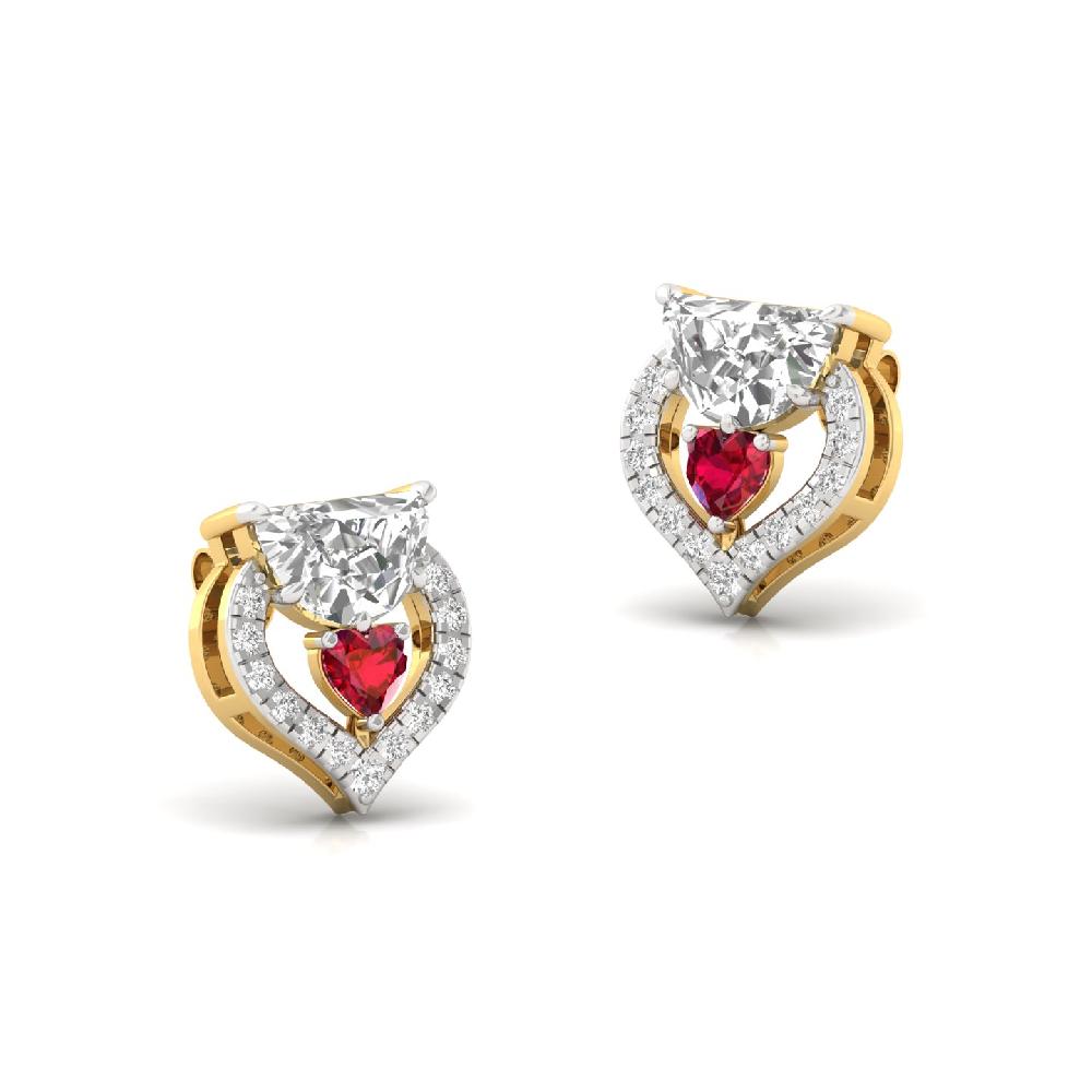 Heart & Half Moon Lab-Grown Diamond Earrings Elegant CVD Diamond Earrings for Women