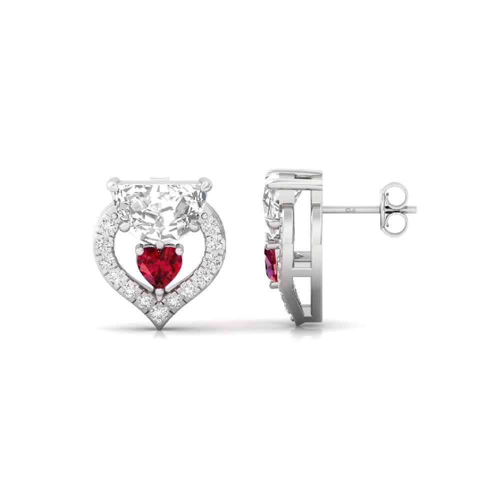 Heart & Half Moon Lab-Grown Diamond Earrings Elegant CVD Diamond Earrings for Women