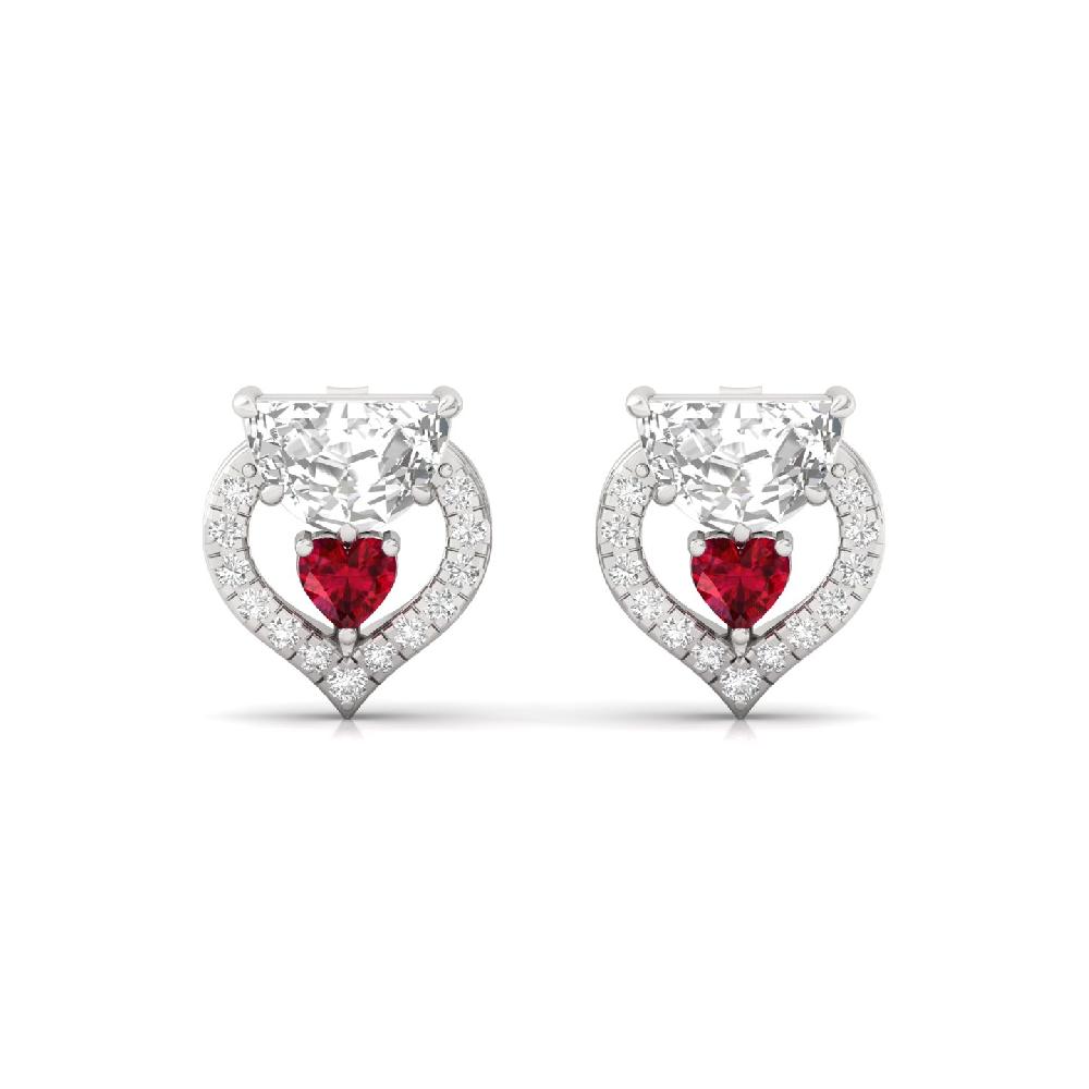 Heart & Half Moon Lab-Grown Diamond Earrings Elegant CVD Diamond Earrings for Women
