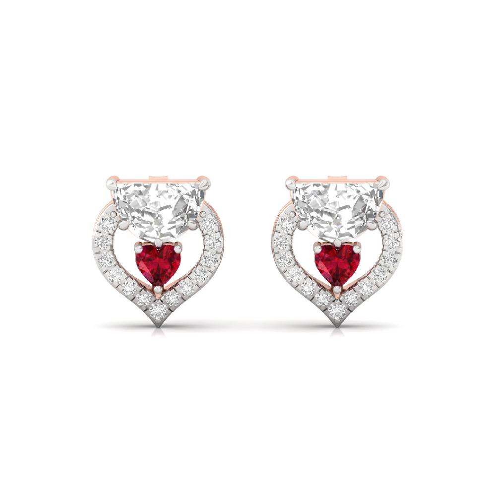 Heart & Half Moon Lab-Grown Diamond Earrings Elegant CVD Diamond Earrings for Women