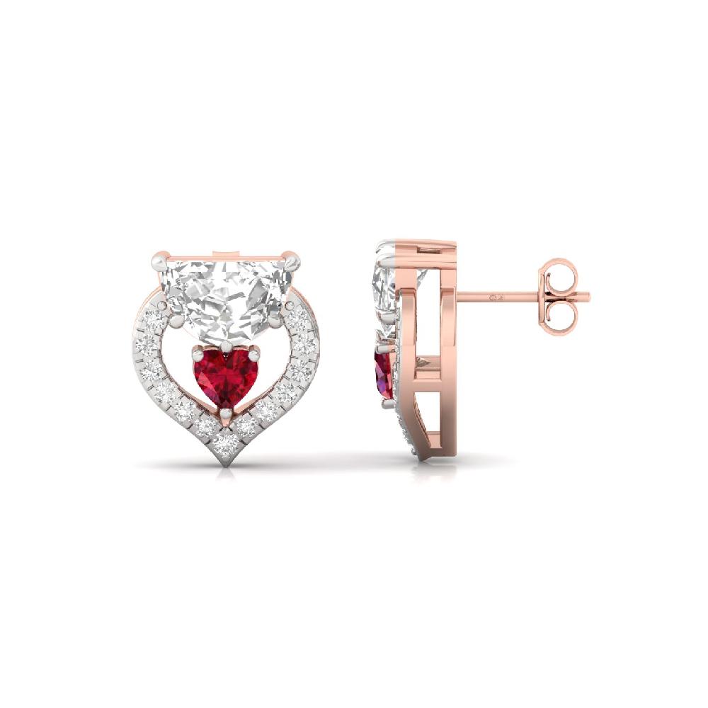 Heart & Half Moon Lab-Grown Diamond Earrings Elegant CVD Diamond Earrings for Women