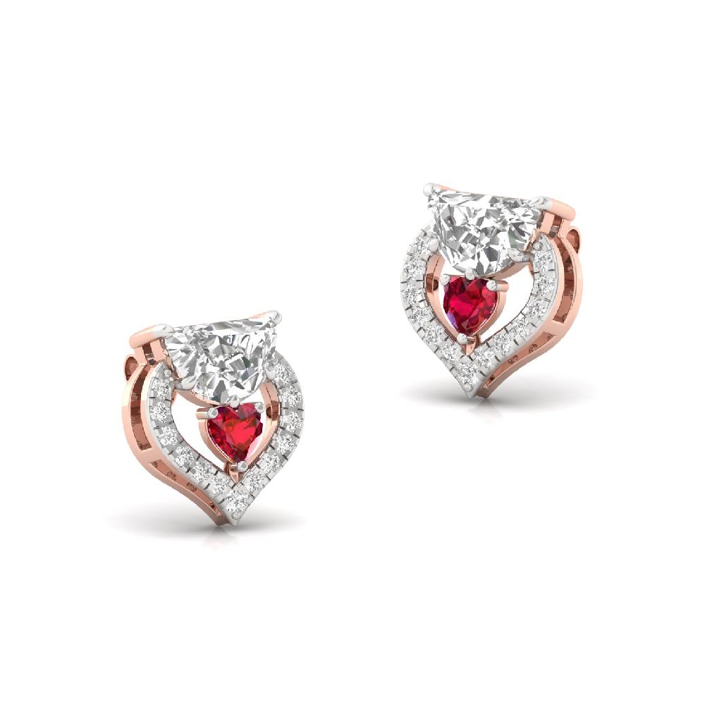 Heart & Half Moon Lab-Grown Diamond Earrings Elegant CVD Diamond Earrings for Women