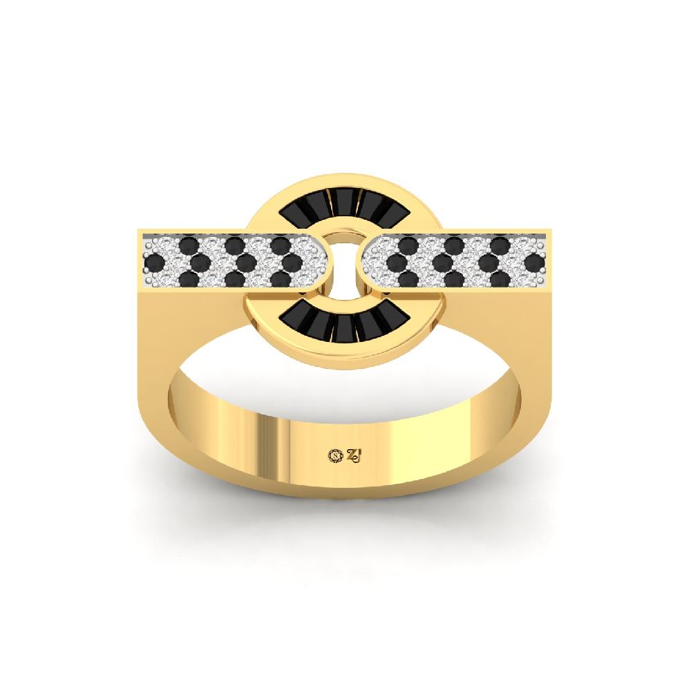  Custom Baguette & Round white & balck lab grown Diamond Men's Ring