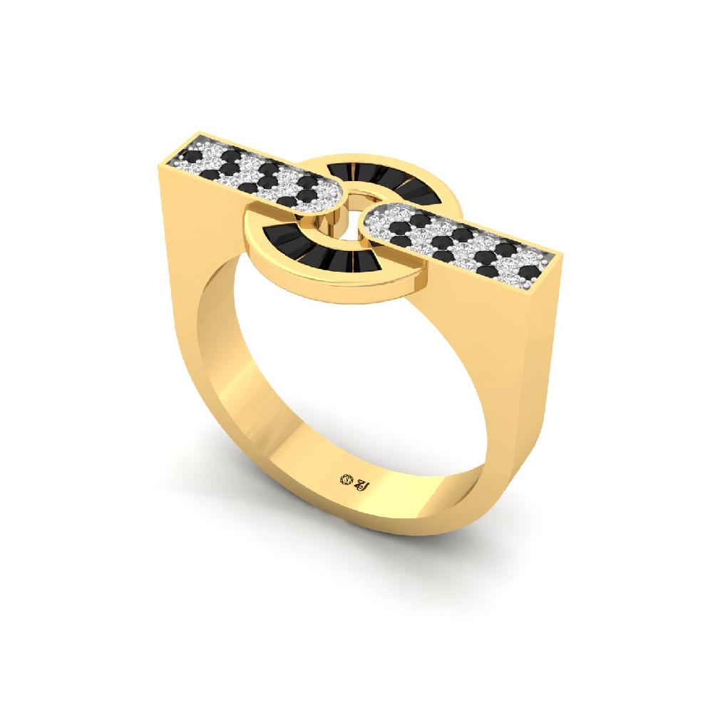  Custom Baguette & Round white & balck lab grown Diamond Men's Ring