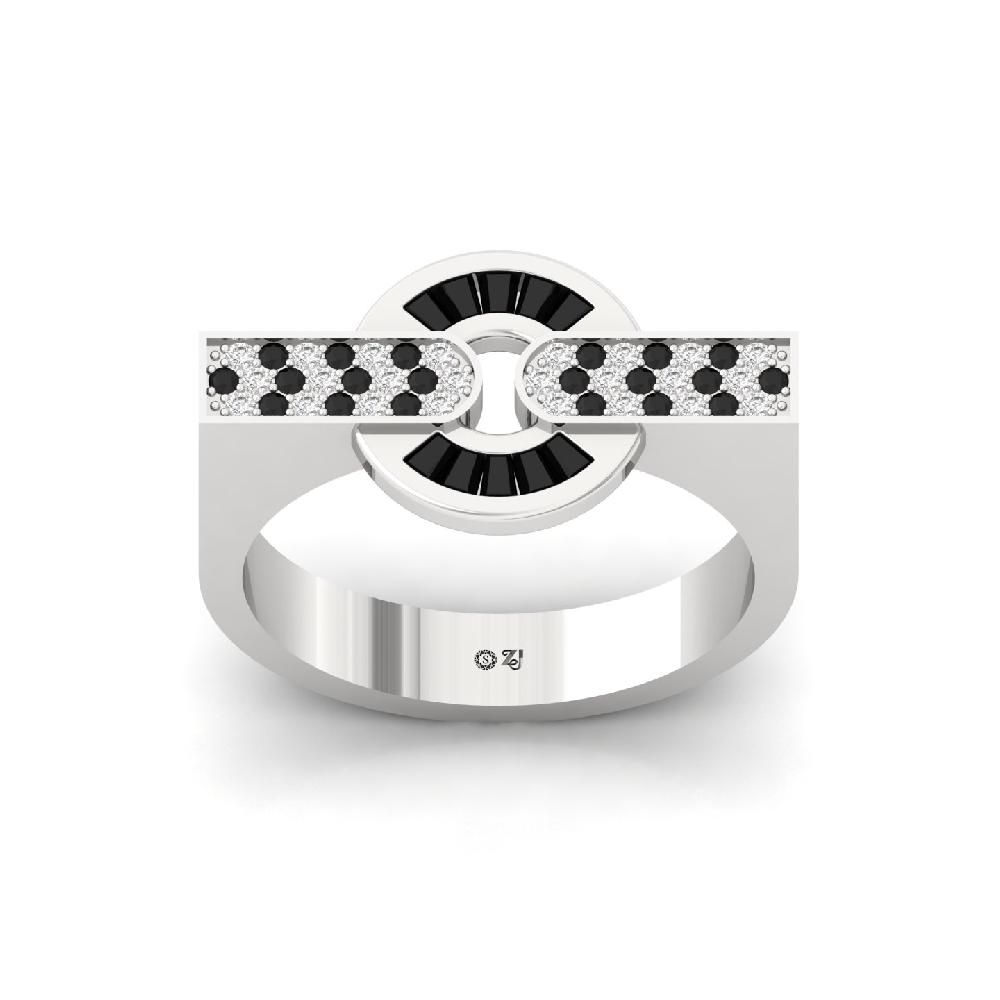  Custom Baguette & Round white & balck lab grown Diamond Men's Ring