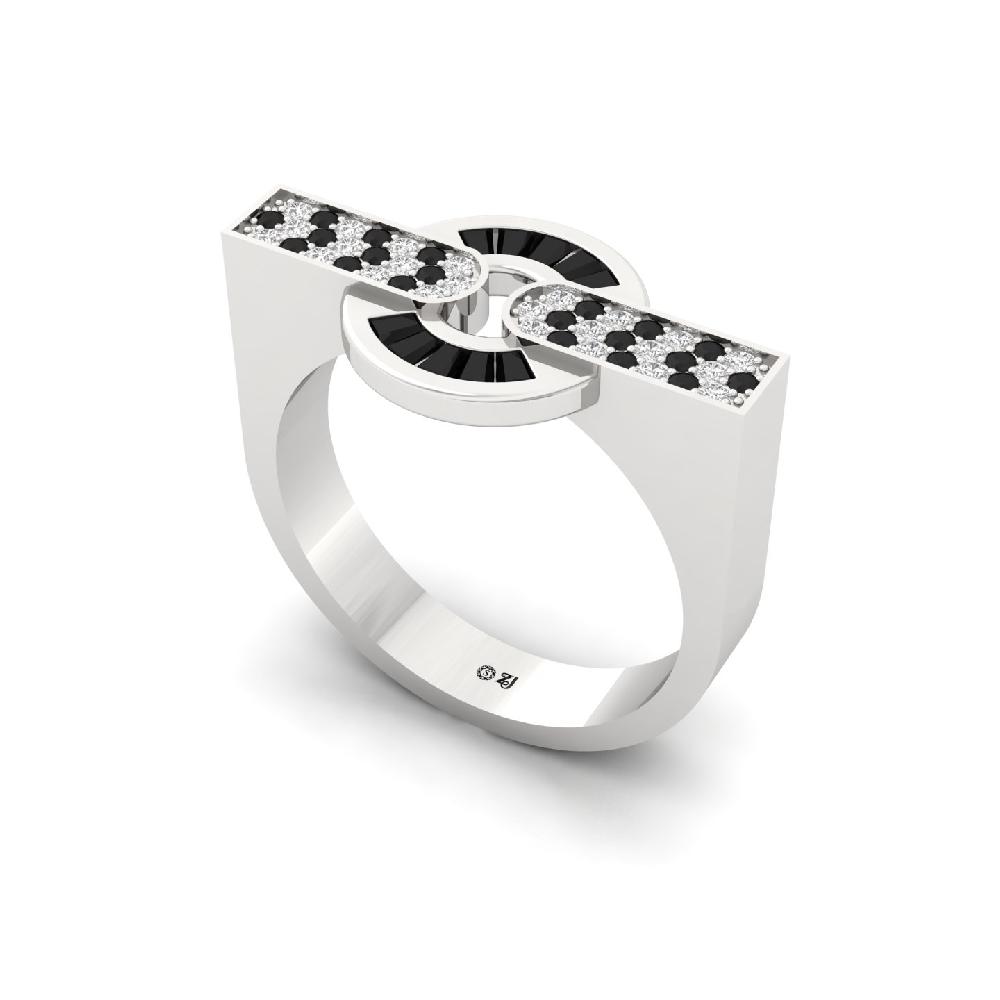  Custom Baguette & Round white & balck lab grown Diamond Men's Ring