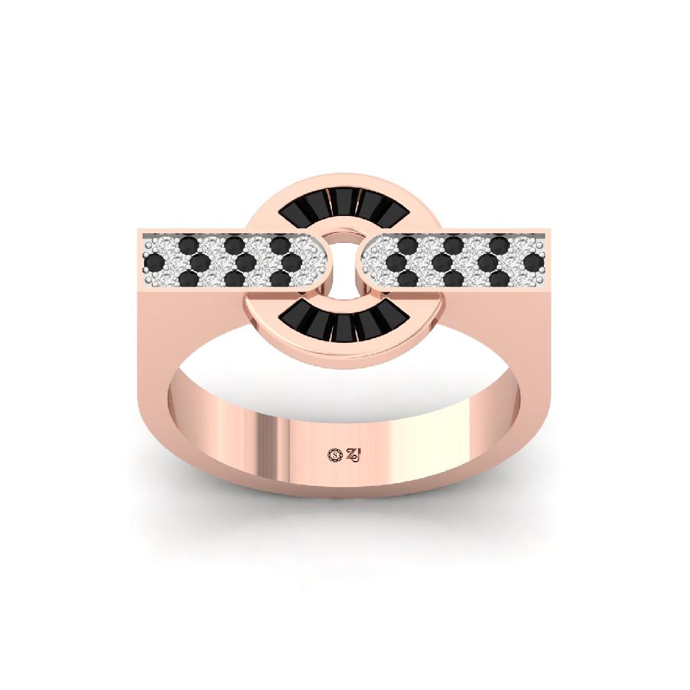 Custom Baguette & Round white & balck lab grown Diamond Men's Ring