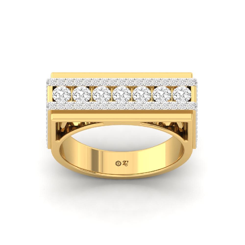Round Cut CVD lab grown Diamond Accent Men’s ring 