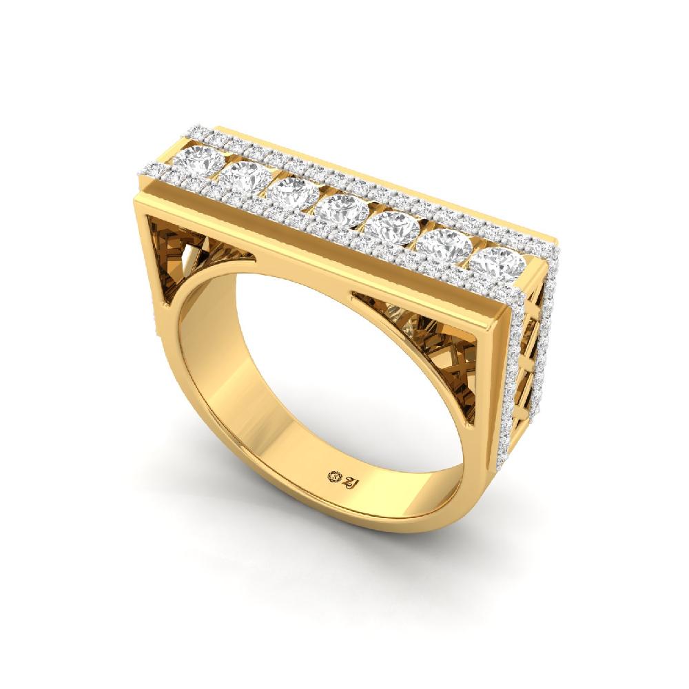 Round Cut CVD lab grown Diamond Accent Men’s ring 