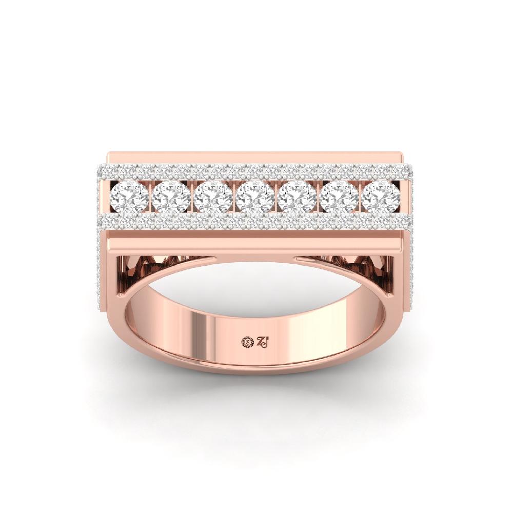 Round Cut CVD lab grown Diamond Accent Men’s ring 