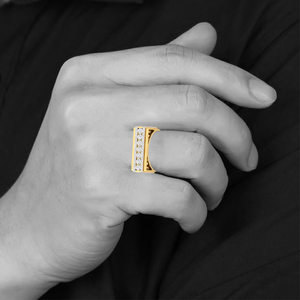 Round Cut CVD lab grown Diamond Accent Men’s ring 