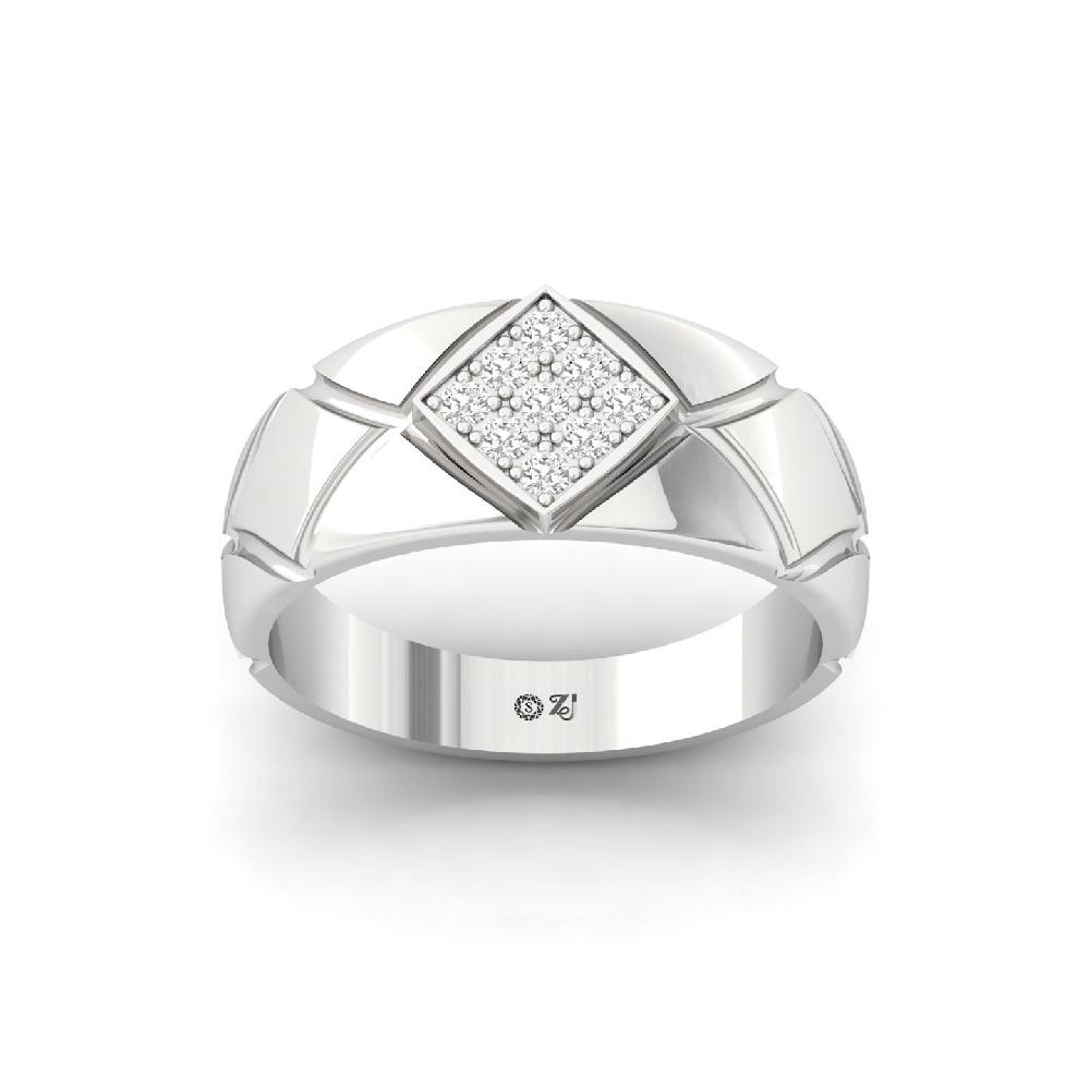 Men’s Band Ring with Round Cut Lab-Grown Diamonds 