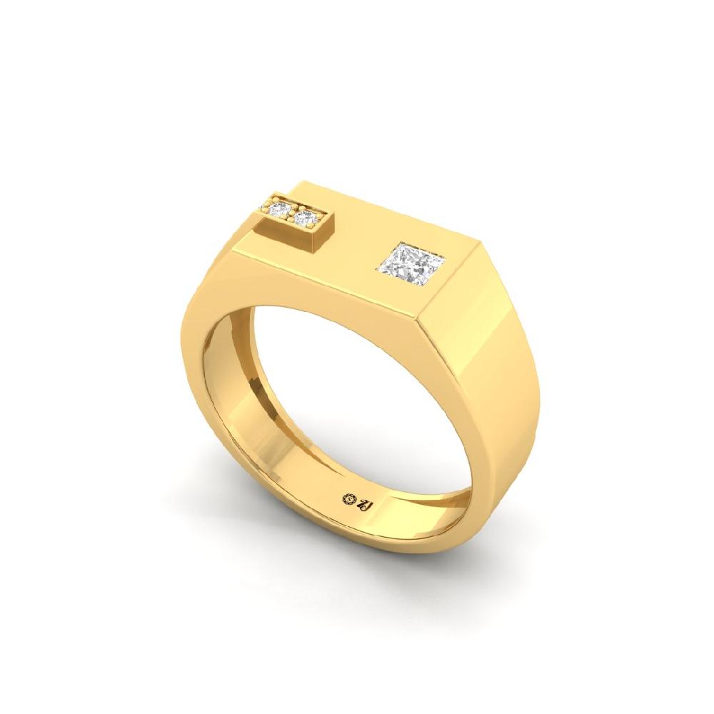 Princess & Round Cut Lab Grown Diamond Men's Ring