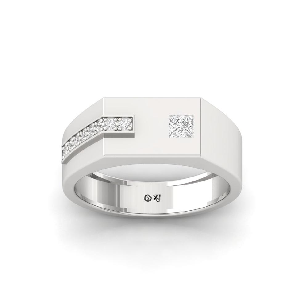 Princess & Round Cut Lab Grown Diamond Men's Ring