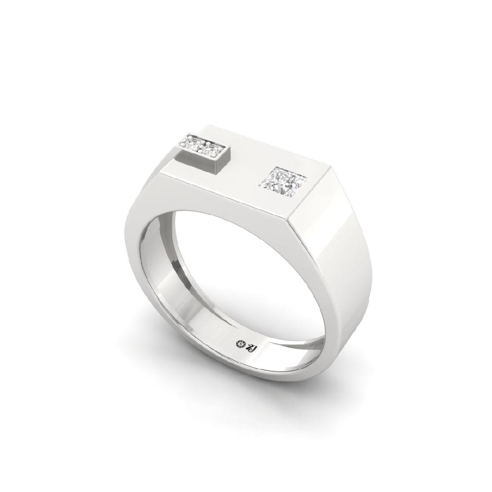 Princess & Round Cut Lab Grown Diamond Men's Ring