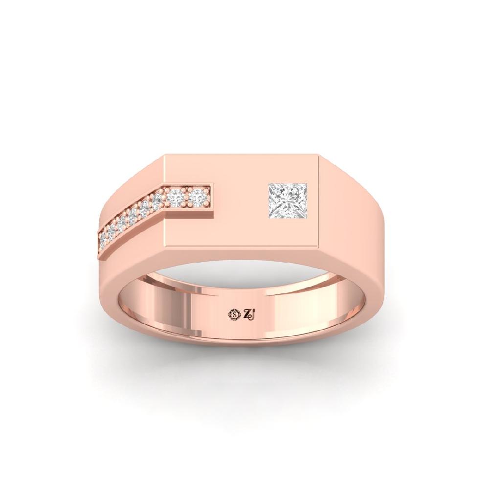 Princess & Round Cut Lab Grown Diamond Men's Ring
