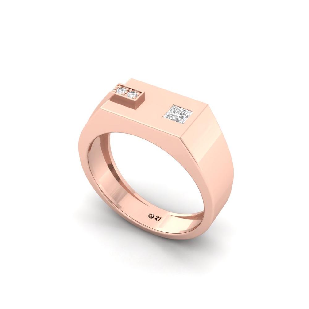 Princess & Round Cut Lab Grown Diamond Men's Ring