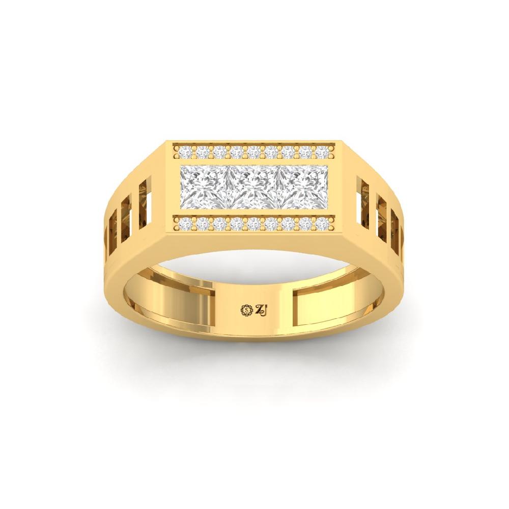 Sparkling Men's Princess Cut cVD Lab Grown Diamond Ring