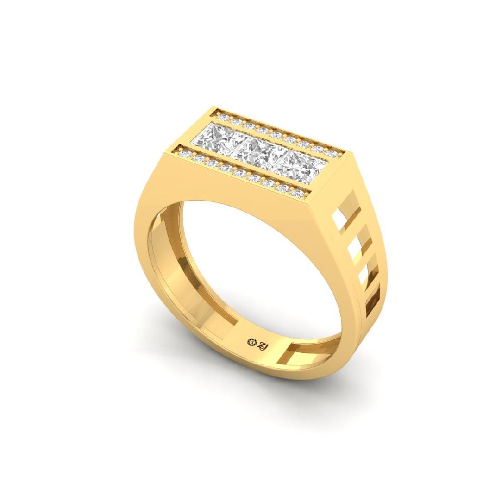 Sparkling Men's Princess Cut cVD Lab Grown Diamond Ring