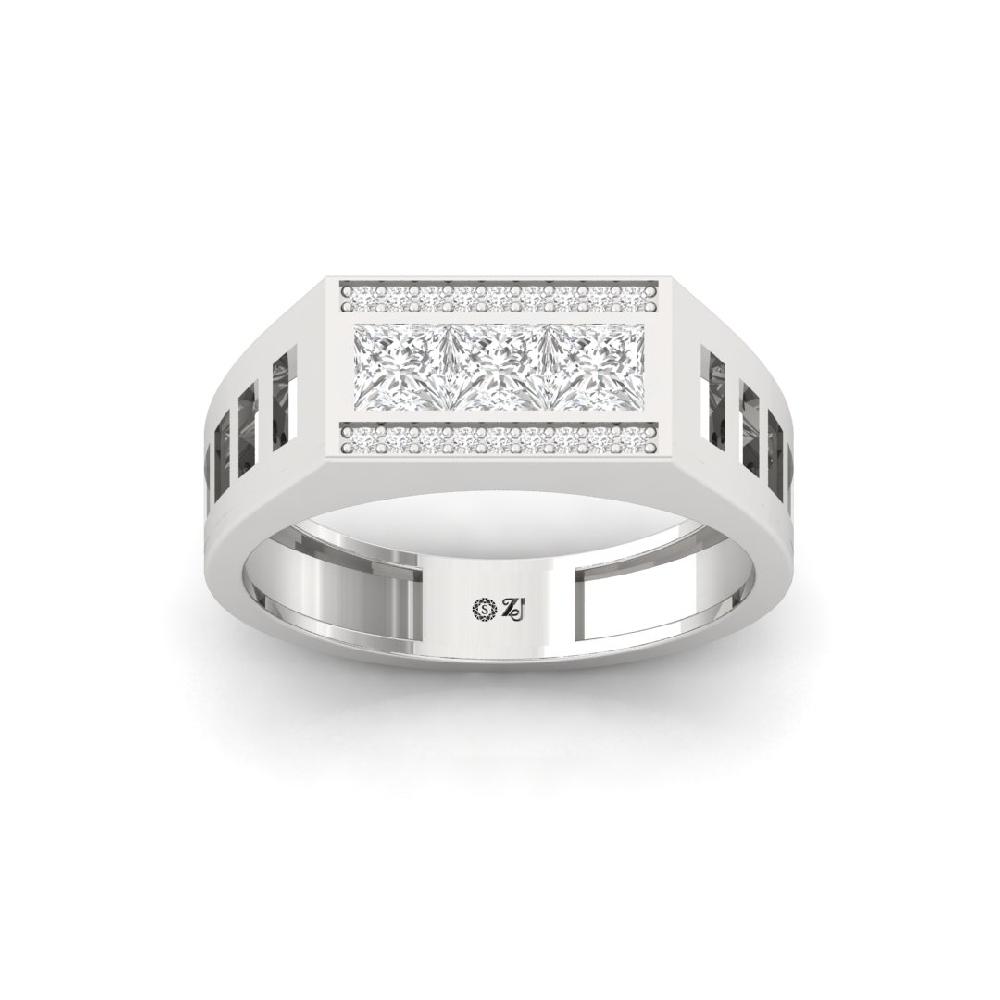 Sparkling Men's Princess Cut cVD Lab Grown Diamond Ring