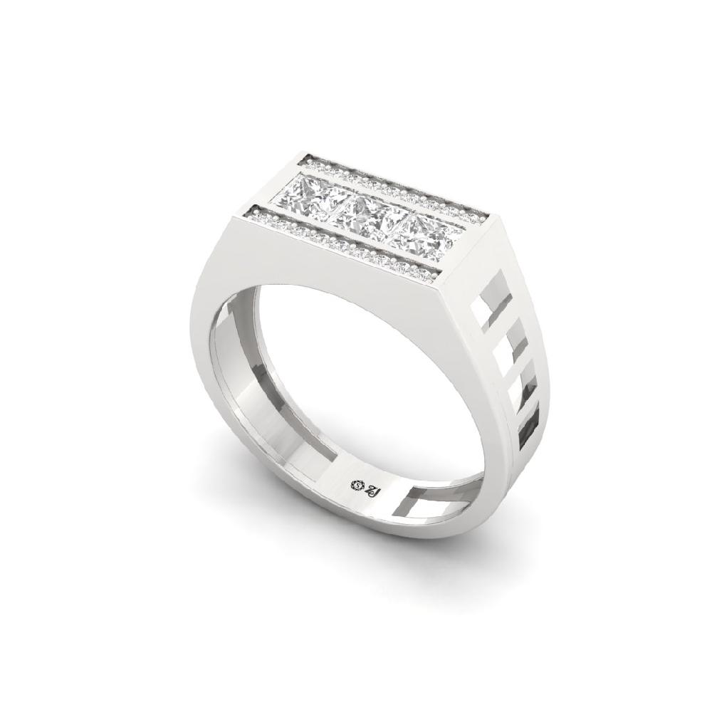 Sparkling Men's Princess Cut cVD Lab Grown Diamond Ring
