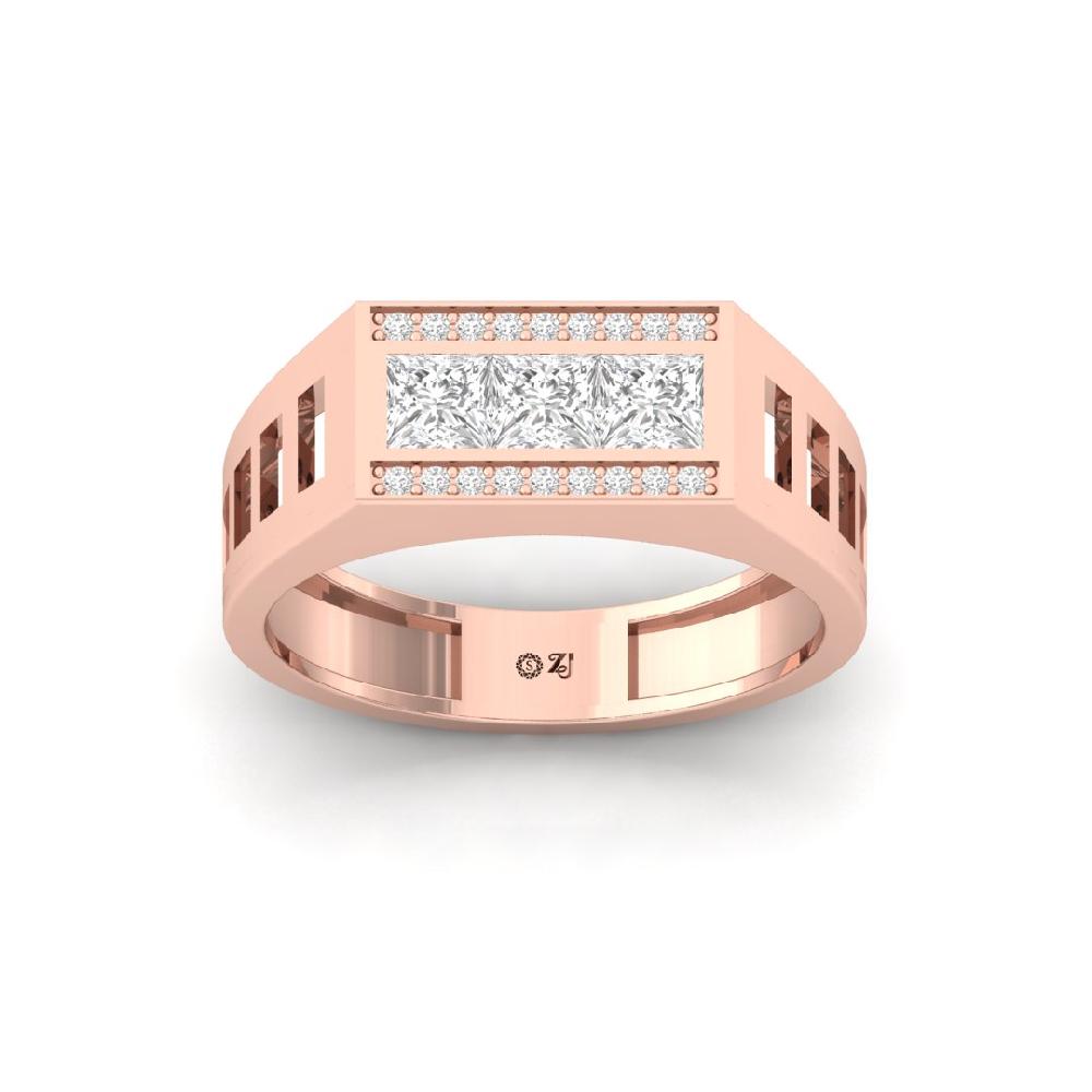 Sparkling Men's Princess Cut cVD Lab Grown Diamond Ring