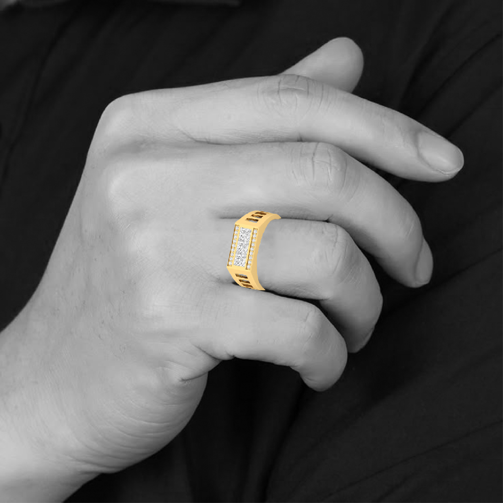 Sparkling Men's Princess Cut cVD Lab Grown Diamond Ring