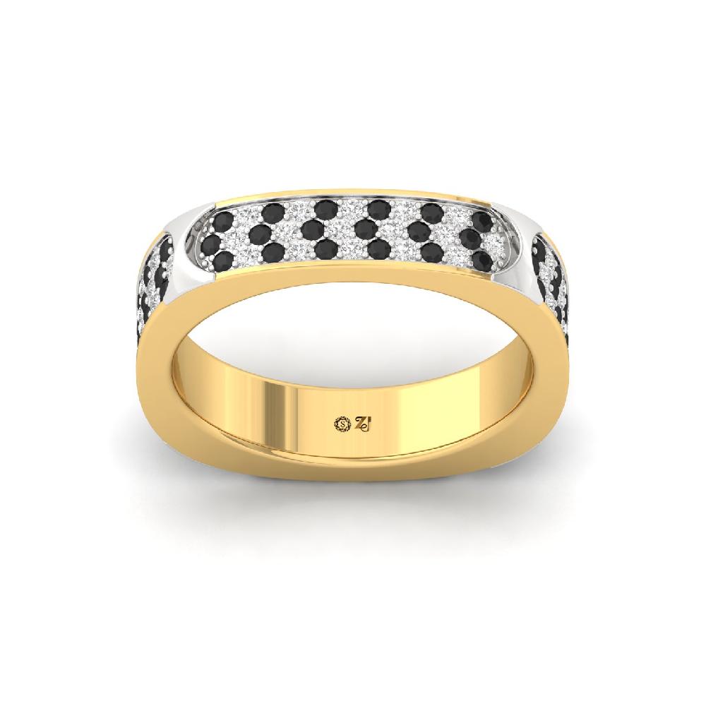 Luxurious Round White & black Diamond Men’s Statement Ring