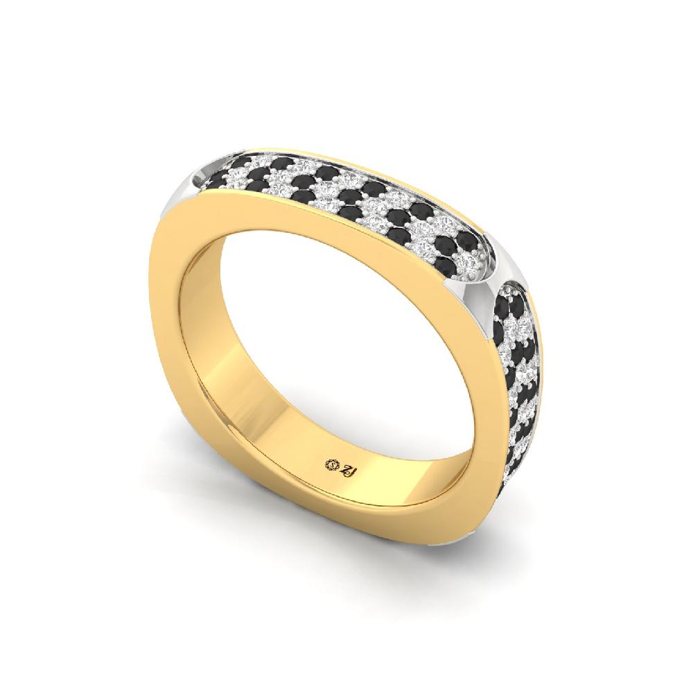 Luxurious Round White & black Diamond Men’s Statement Ring