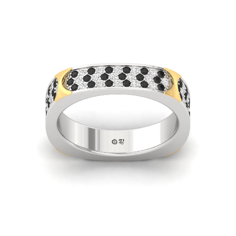Luxurious Round White & black Diamond Men’s Statement Ring