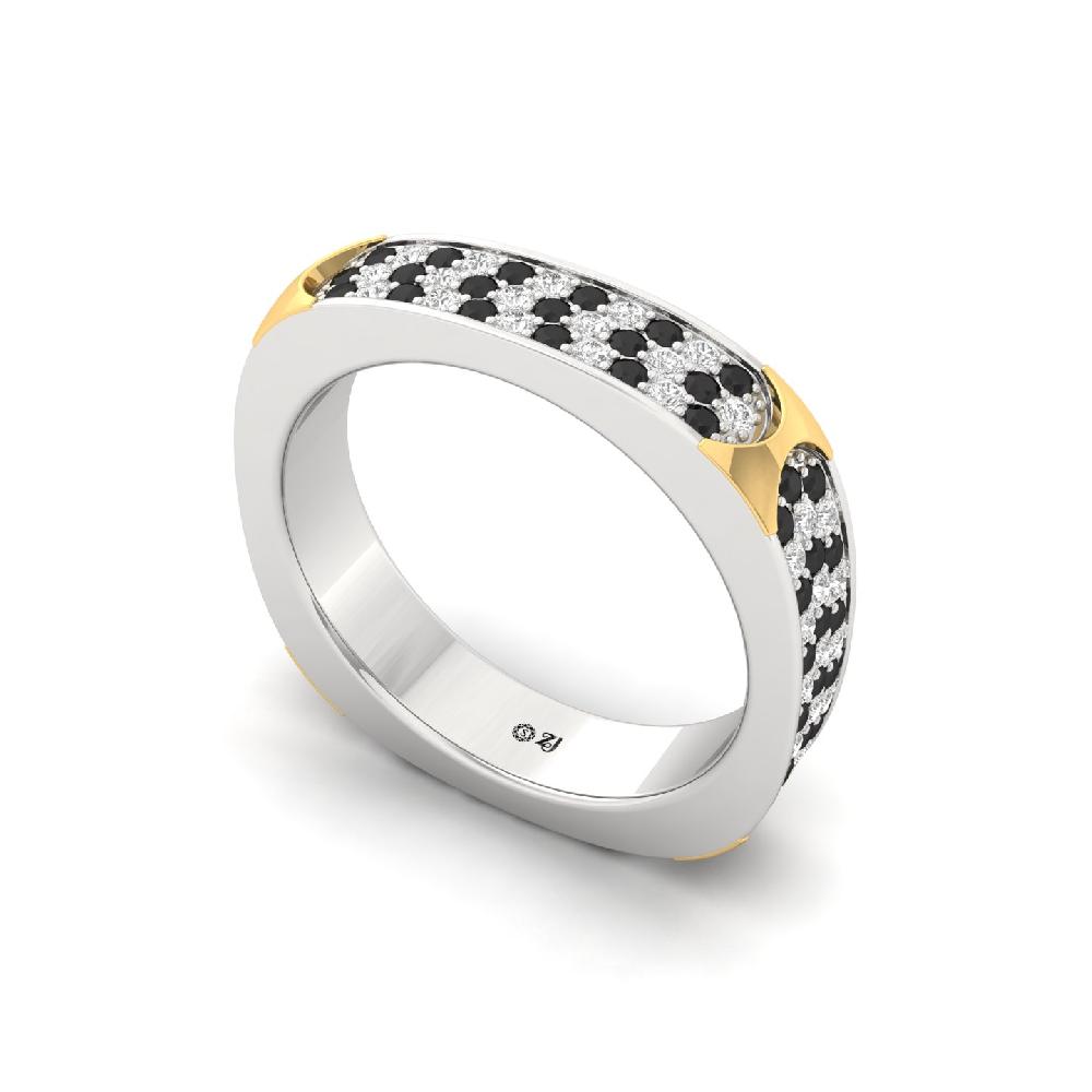 Luxurious Round White & black Diamond Men’s Statement Ring