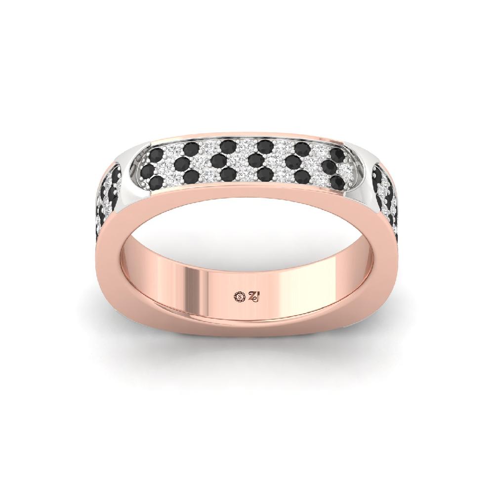 Luxurious Round White & black Diamond Men’s Statement Ring