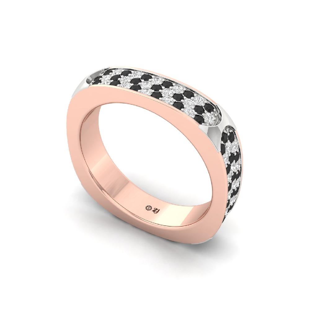 Luxurious Round White & black Diamond Men’s Statement Ring