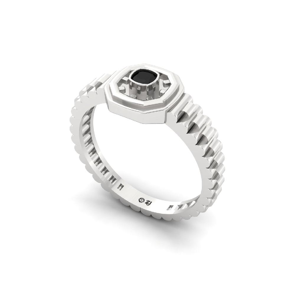 Men’s Cushion Black CVD Diamond Bracelet Inspired Ring 