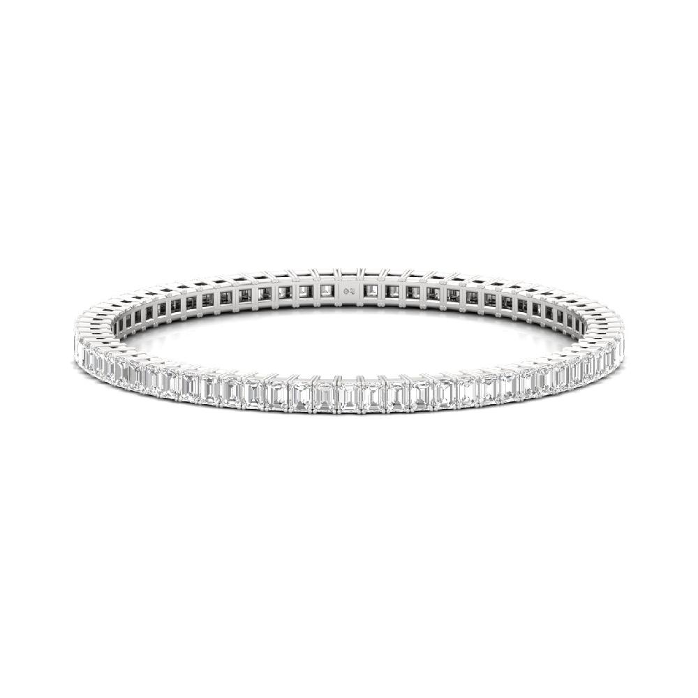 Emerald Cut Solitaire Cvd Lab Grown Diamond silver & Gold Bangles (1-pic) 