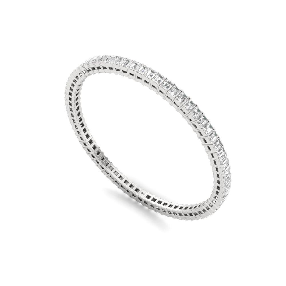 Emerald Cut Solitaire Cvd Lab Grown Diamond silver & Gold Bangles (1-pic) 