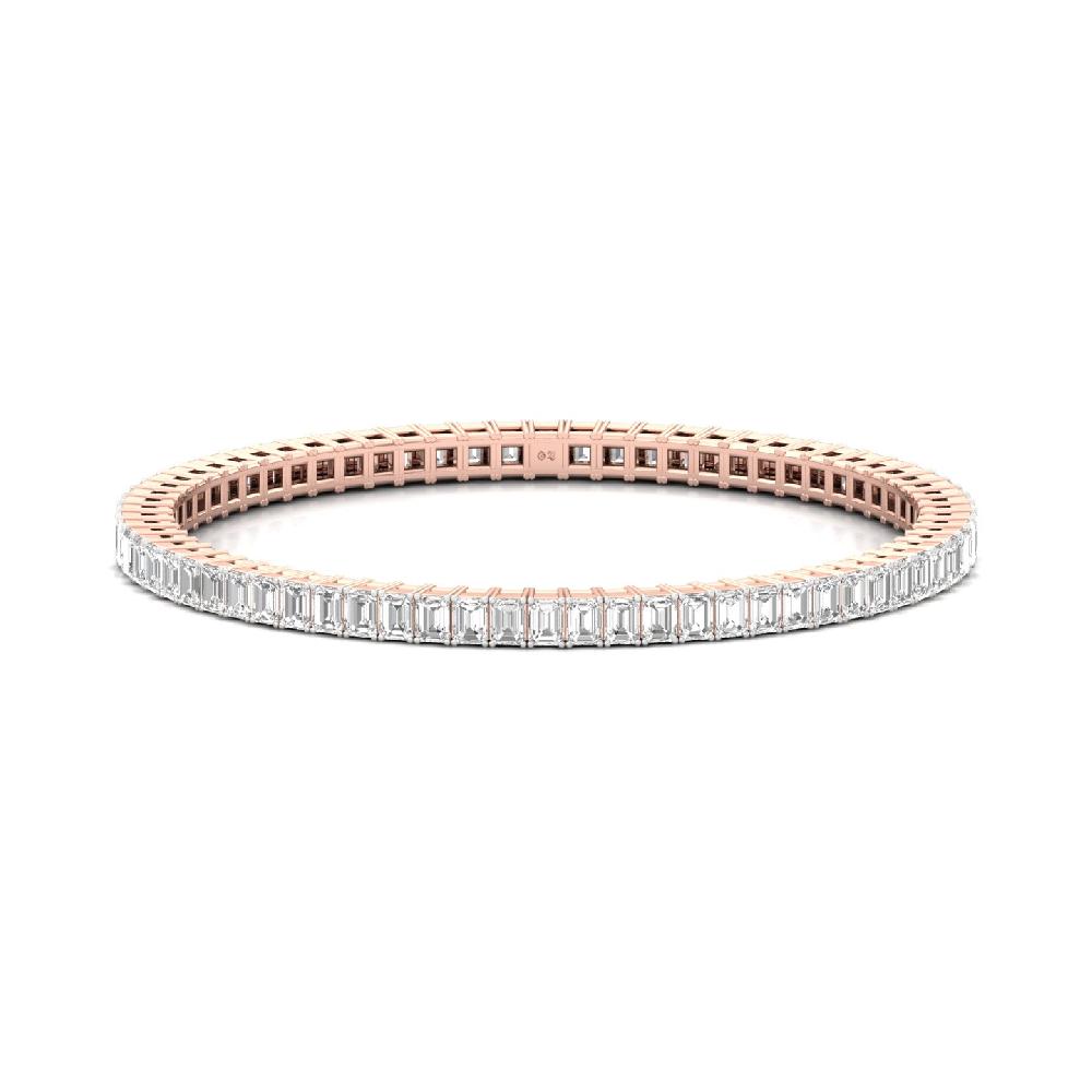 Emerald Cut Solitaire Cvd Lab Grown Diamond silver & Gold Bangles (1-pic) 