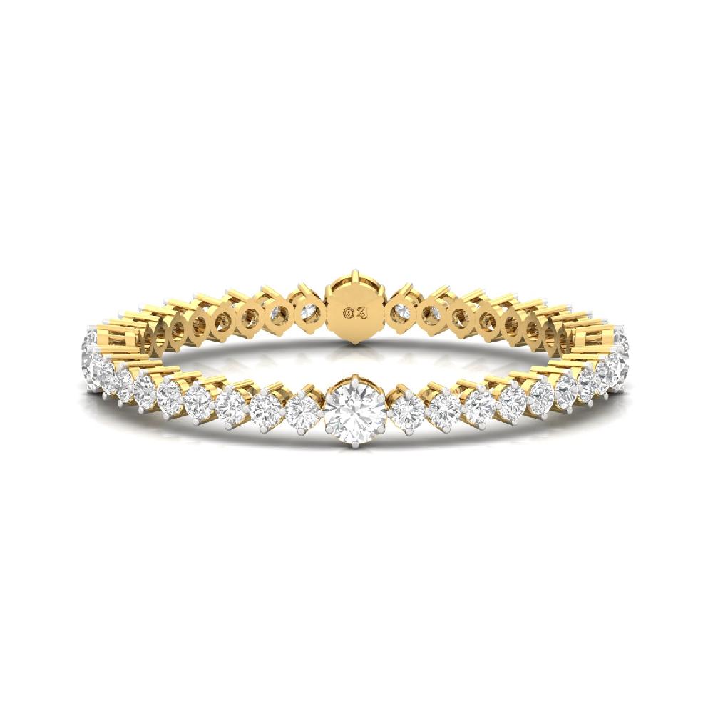 round Cut cvd lab grown diamond silver & gold bangles (1 pair)
