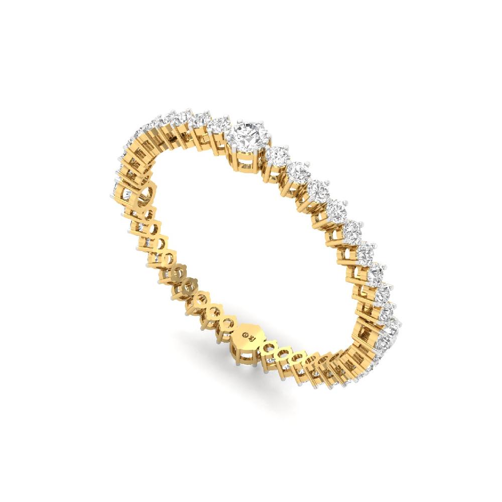 round Cut cvd lab grown diamond silver & gold bangles (1 pair)