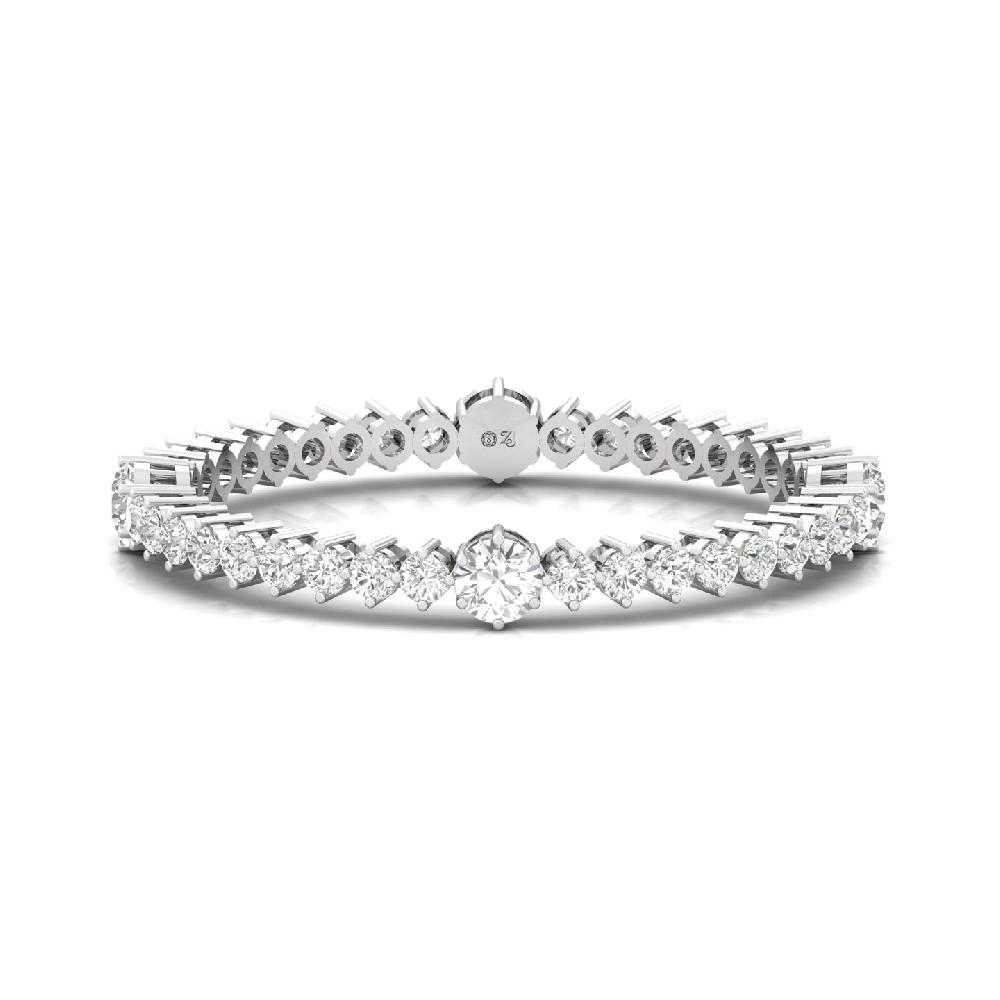 round Cut cvd lab grown diamond silver & gold bangles (1 pair)