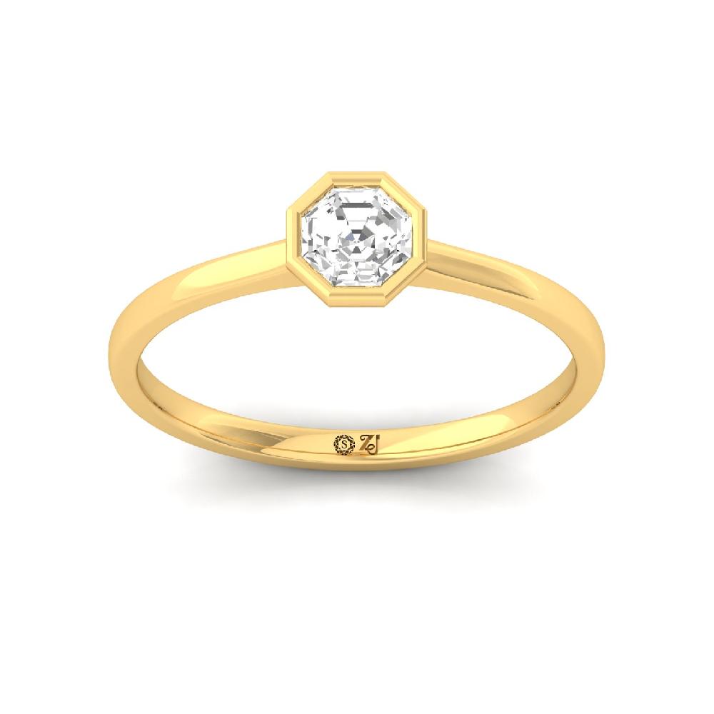 Modern Octagon Cut CVD Diamond Solitaire Ring 