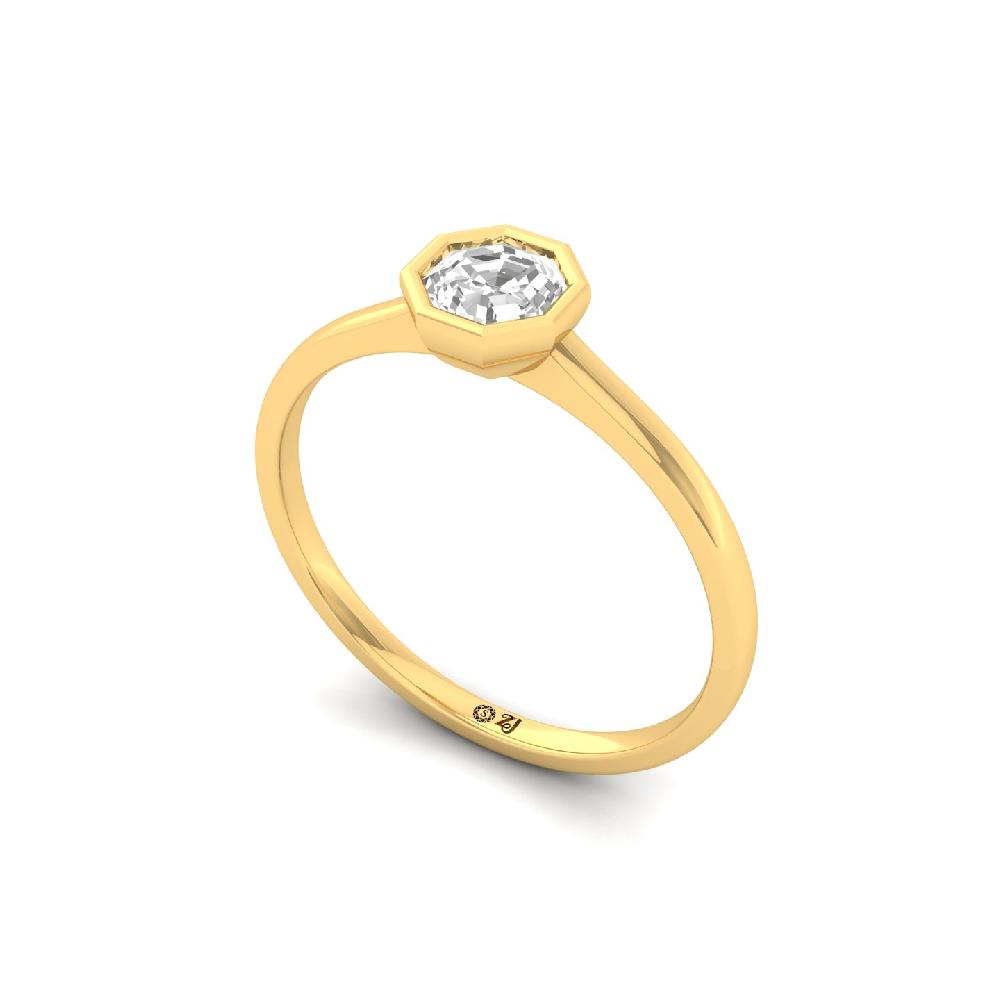 Modern Octagon Cut CVD Diamond Solitaire Ring 