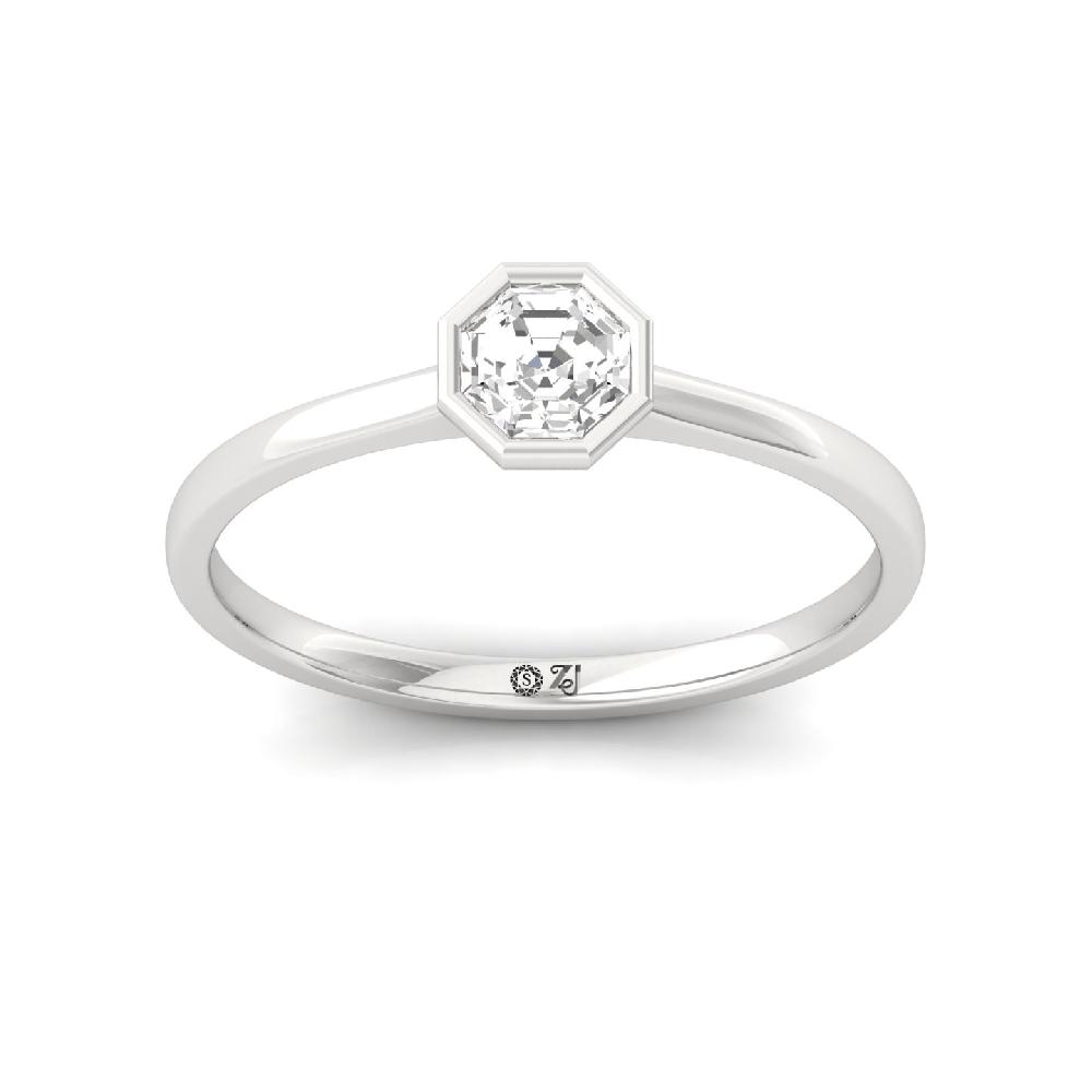 Modern Octagon Cut CVD Diamond Solitaire Ring 