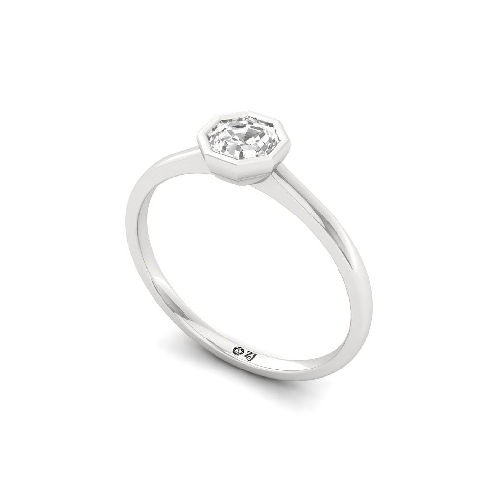 Modern Octagon Cut CVD Diamond Solitaire Ring 