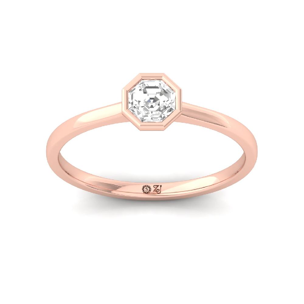 Modern Octagon Cut CVD Diamond Solitaire Ring 