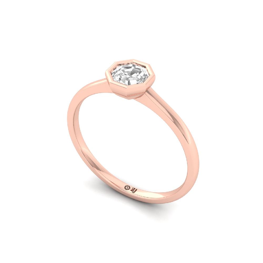 Modern Octagon Cut CVD Diamond Solitaire Ring 